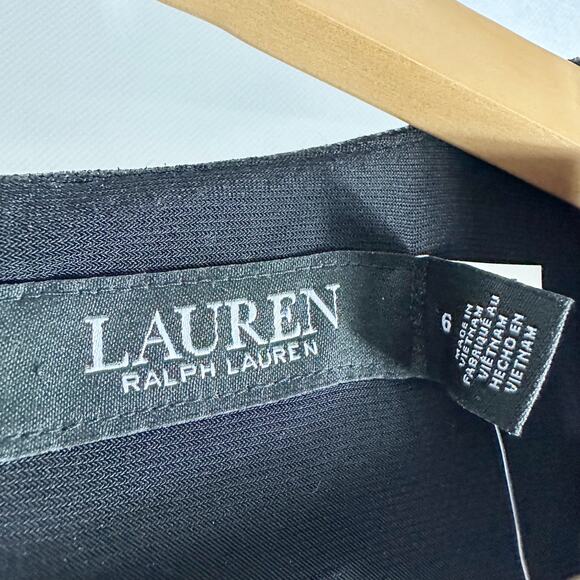 Lauren Ralph Lauren Twist-Front Cape-Overlay Gown Black Size US 6 - Picture 4 of 14